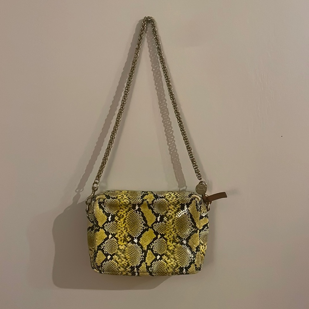 NWOT Clare V Bright Yellow Snakeskin Midi Bag with 2 straps